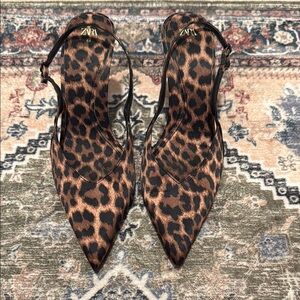 Zara Brown Leopard Print Heels